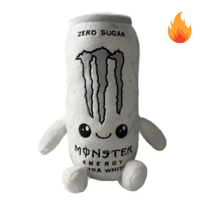Neues Plüschtier in Form einer weißen Energy-Drink-Dose ohne Zucker, weiche Stoffpuppe, Schreibtischdekoration, Weihnachtsgeschenk für Fans