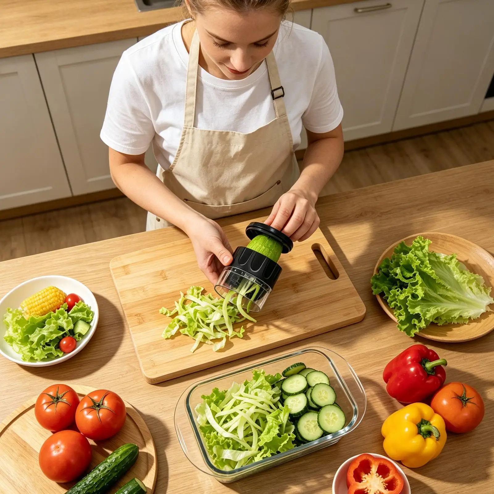 Zucchini Spiralizer Noodle Maker Adjustable Dishwasher Safe Catch Container Kitchen Tool Zucchini Slicer Spaghetti Maker For
