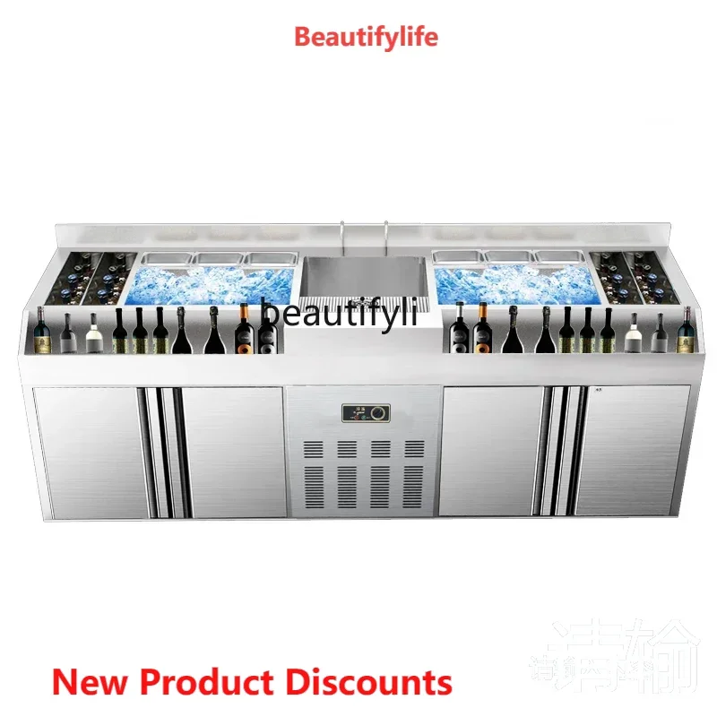 

A61 Bar Equipment Bartending Workbench Stainless Steel Wine Cabinet Bartending Console Bar Equipment
