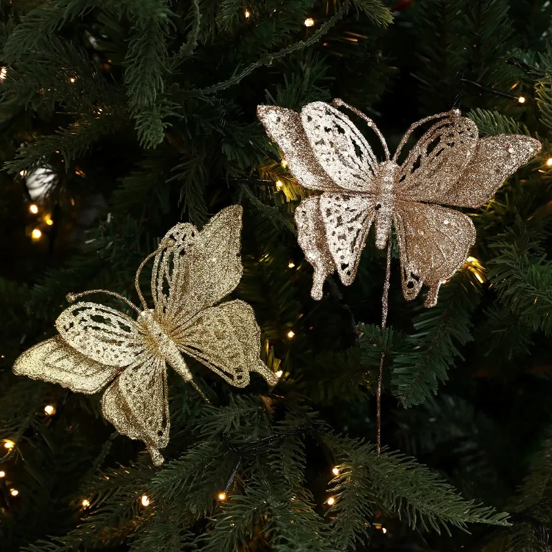 Handmade Sticky Sequins Butterfly Hanging Pendant Christmas Tree Ornament Holiday Party Scene Decoration Supplies