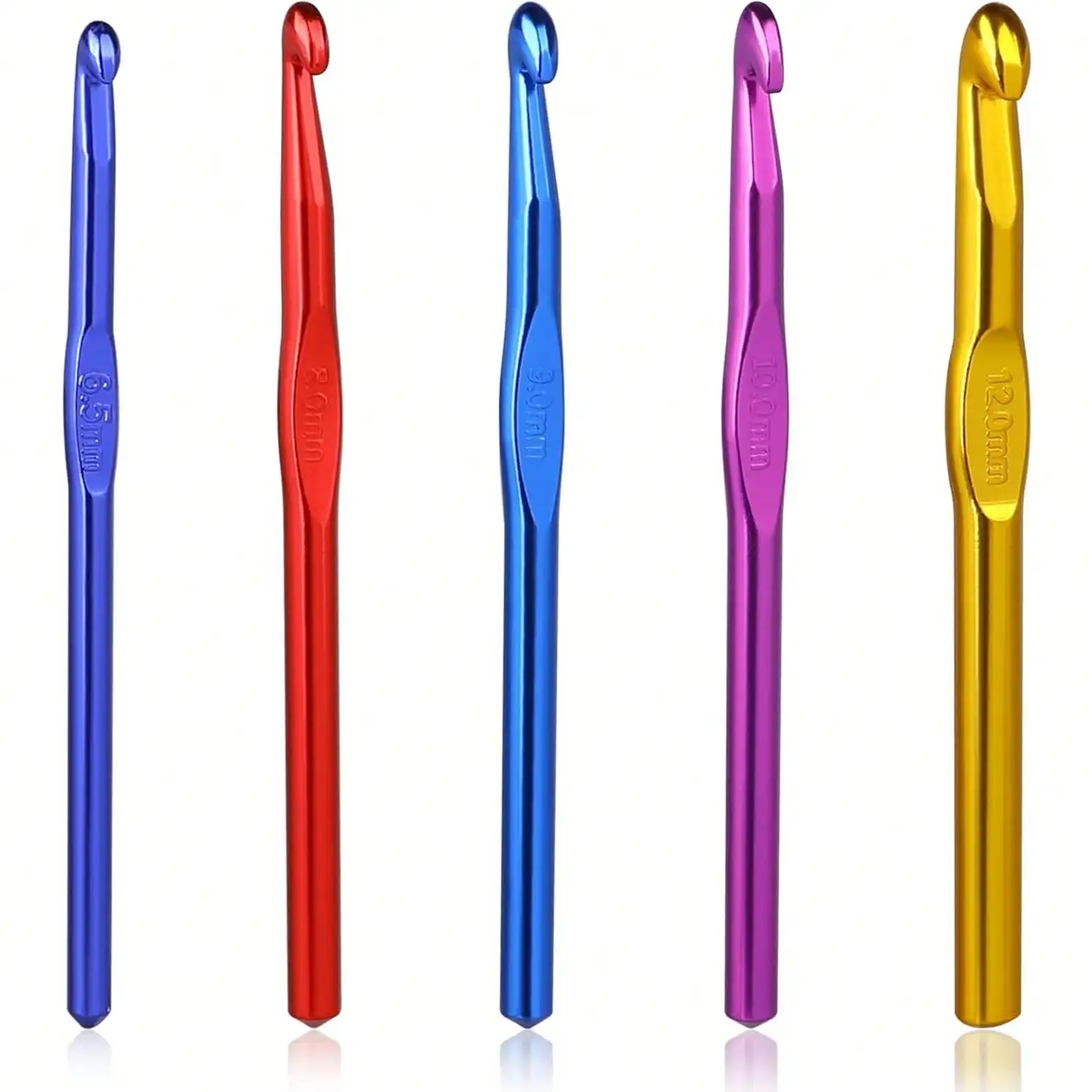 5Pcs Crochet Hook Set Random Color 6.5m-12mm Large Size Ergonomic Handle Aluminum Knitting Needles Craft Weave Yarn Set Colorful