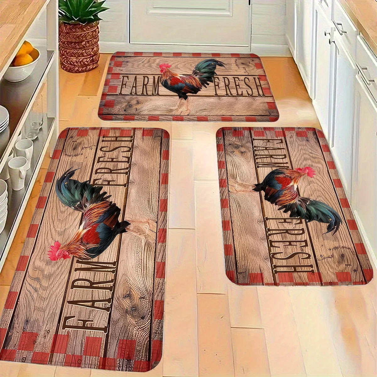 Kitchen Rug Chicken Pattern Floor Mat, Suitable for Bedroom,Living Room, Dining Area, Laundry Room, Entrance Mat, Kitchen Rug