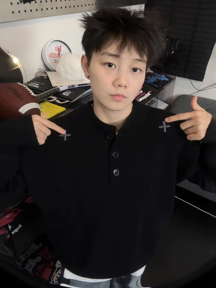 

Вязаный свитер American Sle Thi, мужской повседневный зимний топ с вышивкой, тяжелый удобный свободный крой, длинный све