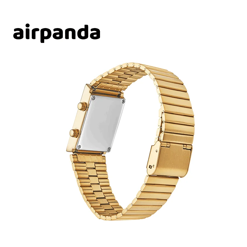 Slim Rectangular Digital Watch Men Women Stainless Steel Stretch Band Retro Vintage Style Electronic Wristwatch