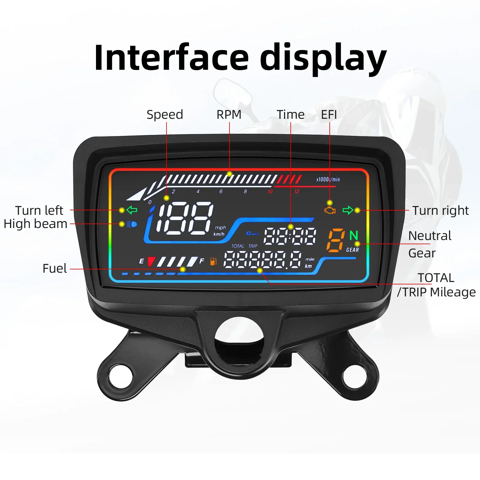 For Honda CG125 CG150 Digital Motorcycle Instrument 0-12000R/min Speedometer Tachometer Odometer TRIP Fuel Meter Clock Assembly