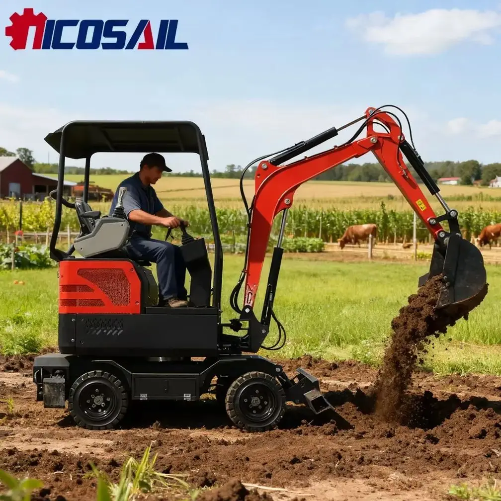 حفار صغير الحجم بعجلات 2.2 طن مع حفارة صغيرة دوارة 360 درجة #1