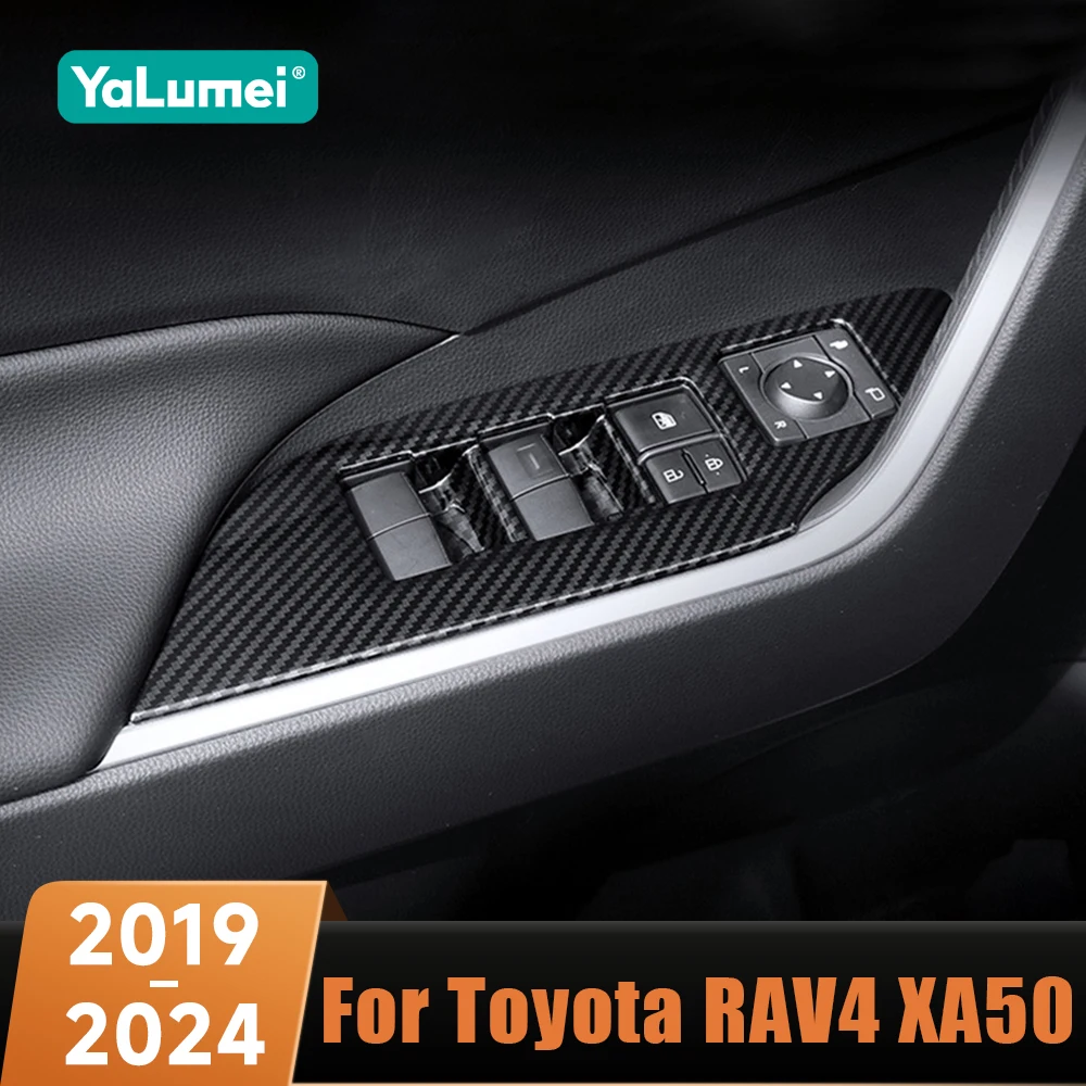 

Car Door Armrest panel Window Glass Lift Button switch Cover Sticker Trim ABS Accessories For Toyota RAV4 XA50 2019-2024 Hybrid
