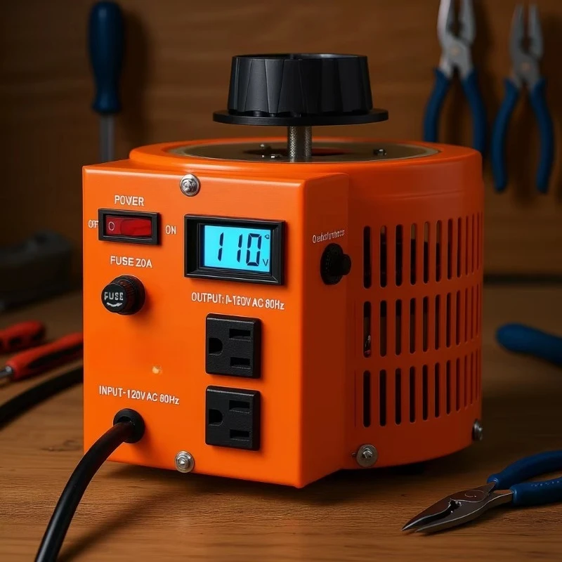 Single Phase Variable Voltage Transformer 1 kVA 0-130V AC LCD Display Thermal Protection