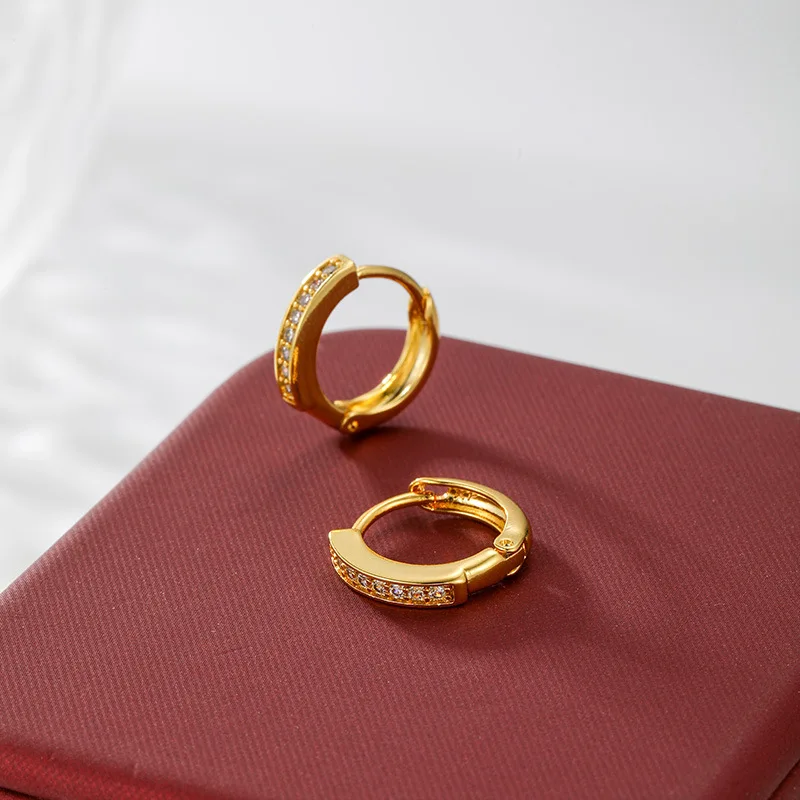 

Luxury 24K 9999 Pure Gold real gold Women's Diamond Geometric Earrings Earrings