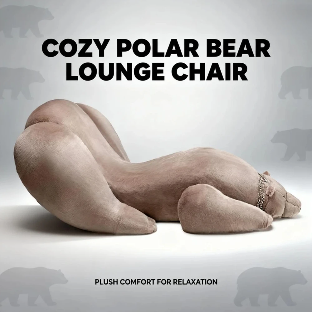 Cute Polar Bear Lounge Chair Plush Sofa Bean Bag Lazy Recliner Floor Seat for Bedroom Living Room Home Decor Furniture Gift
