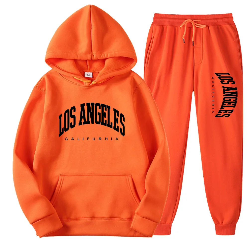 LOS ANGELES GALIFURHIA Men/Women Sports Suits Fashion Tracksuit Hoodies+Pants Two Pieces Sets Running Casual Sweatshirts Sweatpa