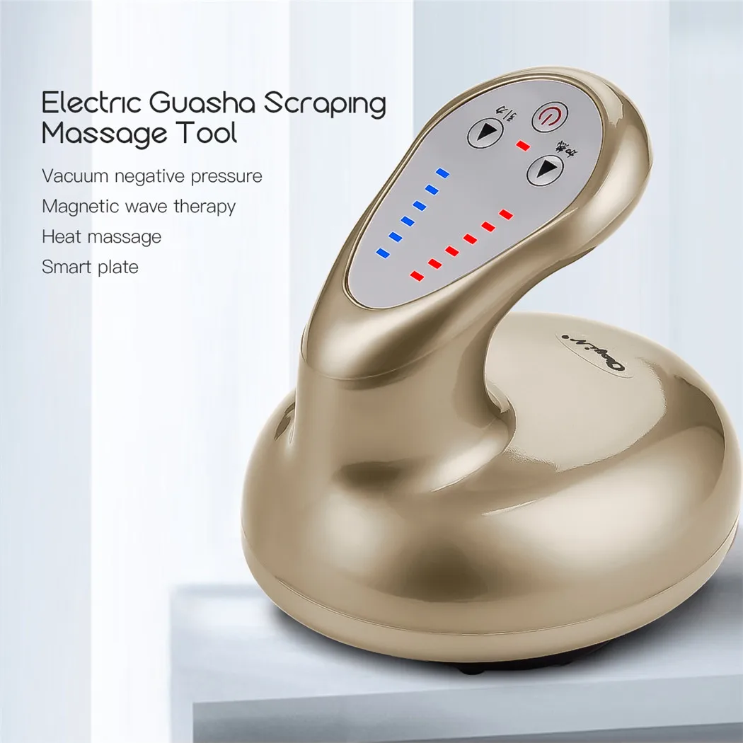 CkeyiN Cordless Electric Guasha Massager Hot Compress Scraping Device Negative Pressure Detox Magnetic Wave Cupping Weight Loss