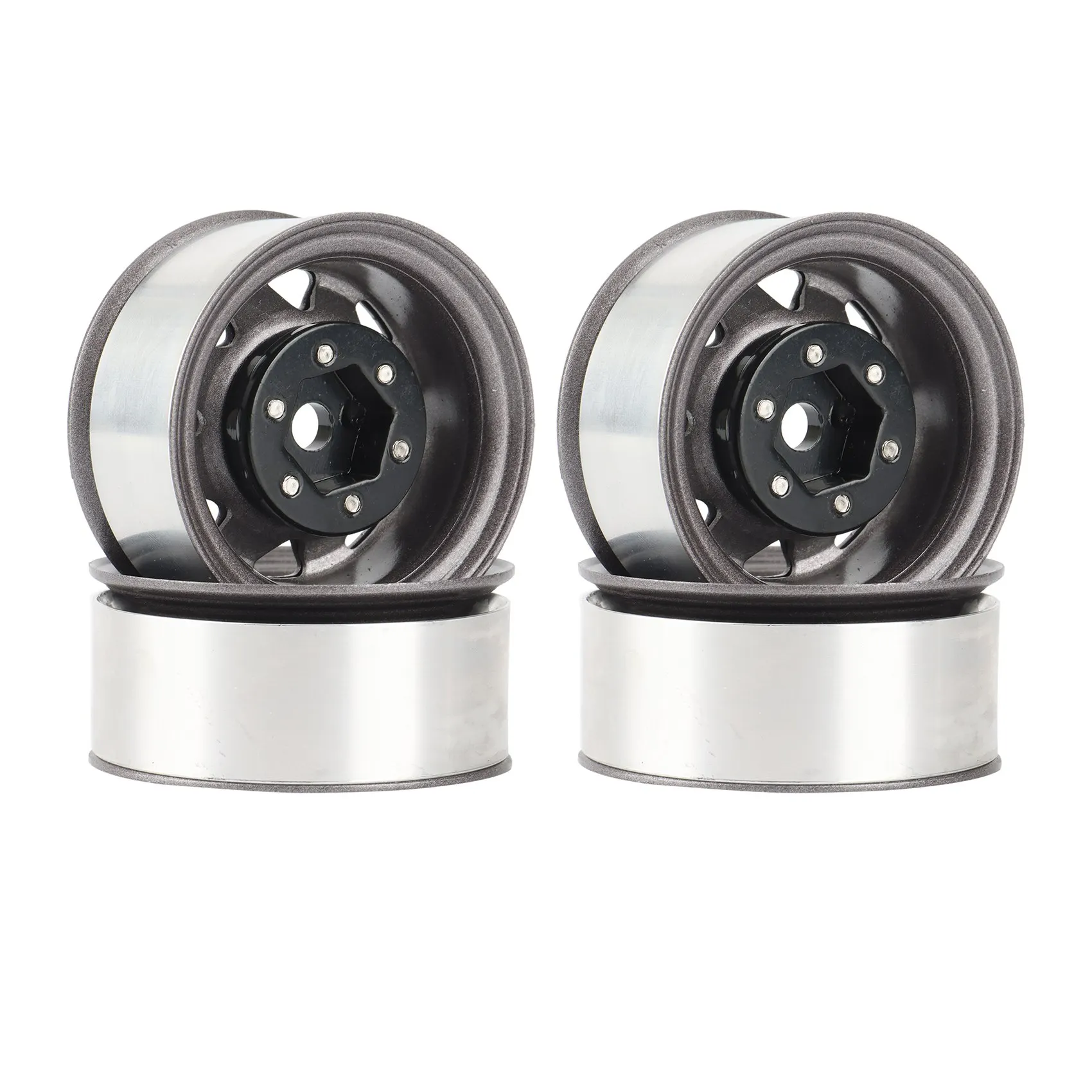 B49B-4PCS 1.55 Roda de Metal Beadlock para Carro RC Crawler 1/10 Axial Yeti Jr 90069 RC4WD D90 TF2 Tamiya CC01 LC70 MST