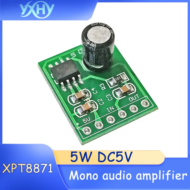 

1PCS XPT8871 Mini amplifier mono audio amplifier 5W elderly record amplifier powered by DC5V