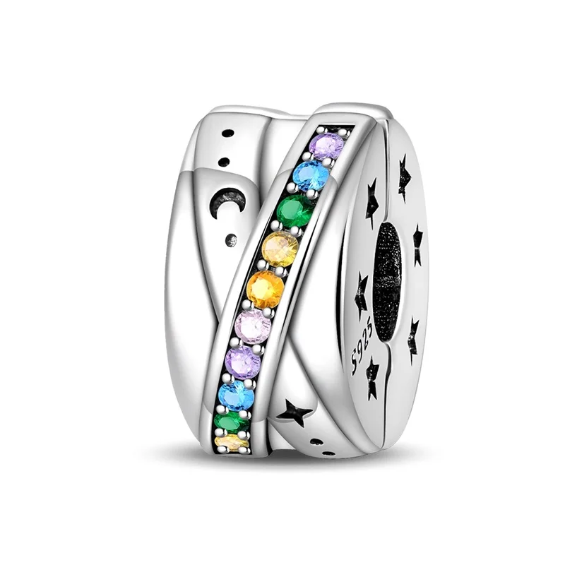 925 Sterling Silver Charms Bead CZ Zircon Space Trajectory Safety Buckle Fit Original Bracelet DIY Women Jewelry Gift