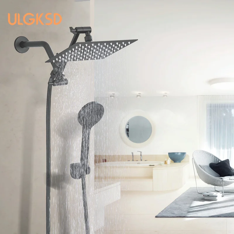 

Матовый черный простой душевой набор для ванной комнаты, кронштейн-распылитель, складной на 360 градусов, 8 дюймов, вращающийся смеситель с дождевой головкой, настенный монтаж