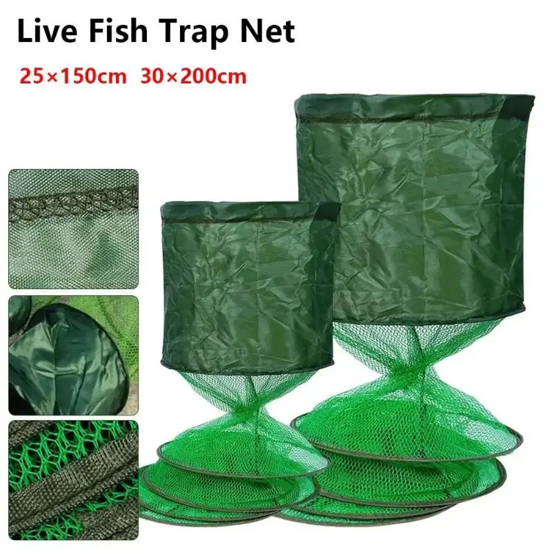 Collapsible Fishing Keepnet With Steel Reinforced Edge Dual Mesh For Outdoor Freshwater Fishing TripsUniversal Box