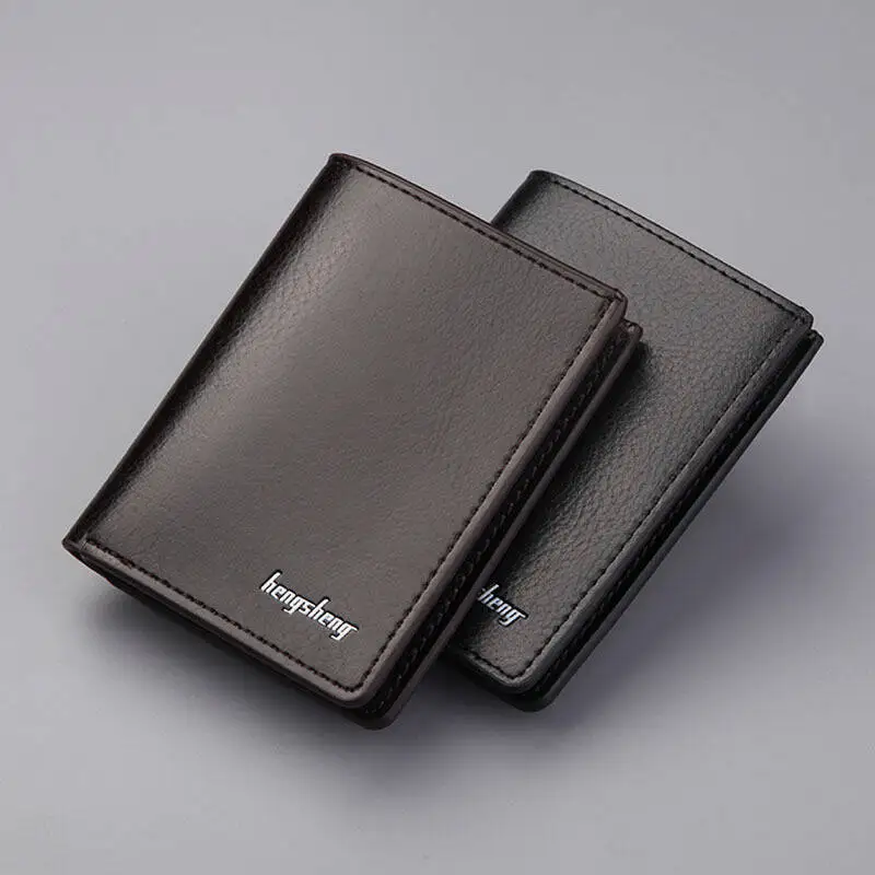 Genuine Leather Mens Wallet Premium Product Real Cowhide Wallets For Man Short Black Wallet Portefeuille Homme Short Purses