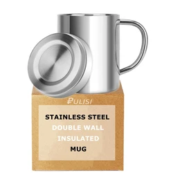 Stainless Steel Coffee Mug with Lid Double Wall Insulated Cup with Handle Travel Mugs Tough Drink Tools 200ml 400ml(14oz)