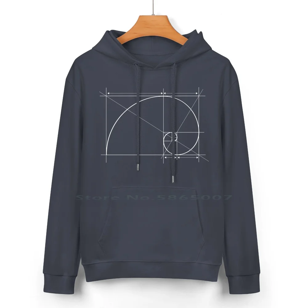 Golden Ratio Fibonacci Spiral Drawing Pure Cotton Hoodie Sweater 24 Colors Golden Ratio Fibonacci Spiral Art Golden Mean