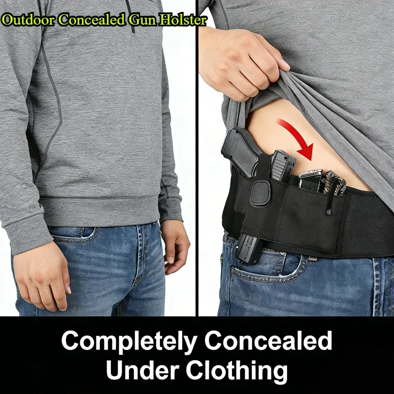 1PCS Outdoor Hunting Fitness Gun Holster - Multifunctional Tactical Concealed Carry Waist Band Belt & Phone Bag Defense Use