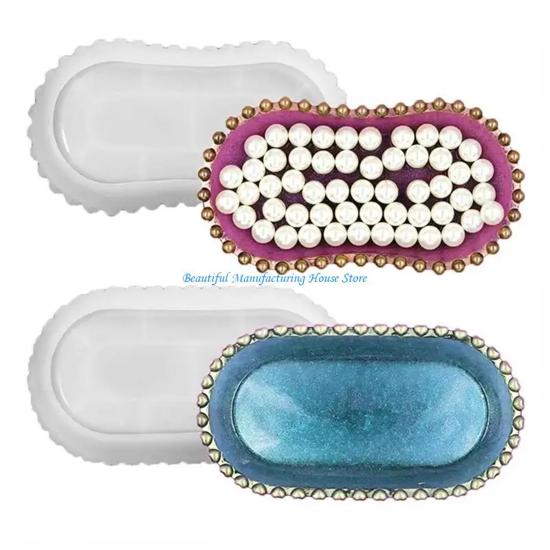 

E56A Epoxy Lace Oval Tray Resin Mold Diy Storage Box Mat Home Decorations