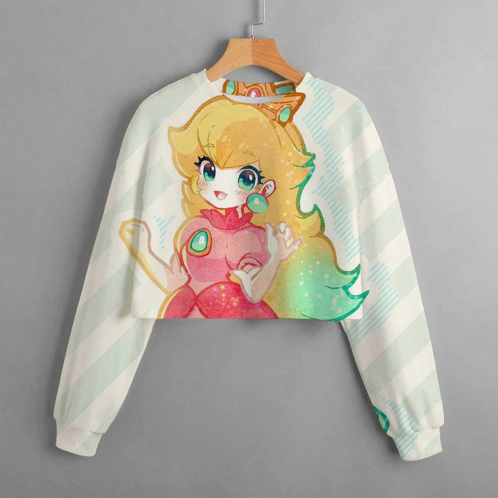 Super Marios and Princess Peach Cropped Hoodie Kids felpa con cappuccio autunno Fashion Girl felpa con cappuccio Girl 4-14 anni