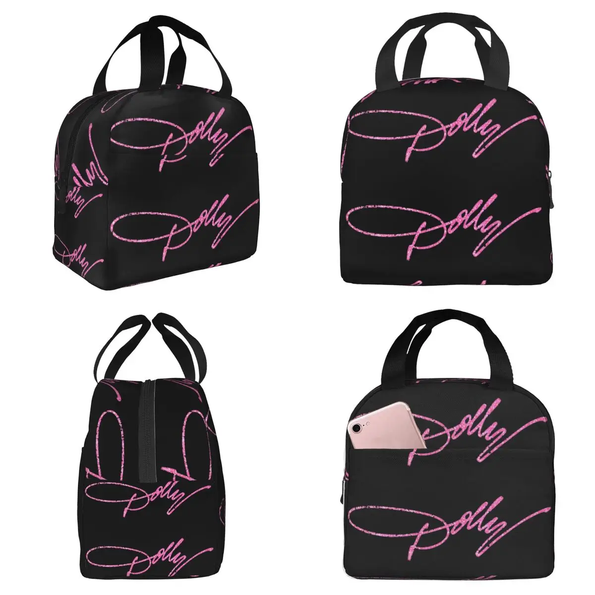 Dolly Parton Pink Sparkle Insulated Lunch Bag for Women Office Cooler Thermal Food Box Tote Portable Lunch Boxes Container