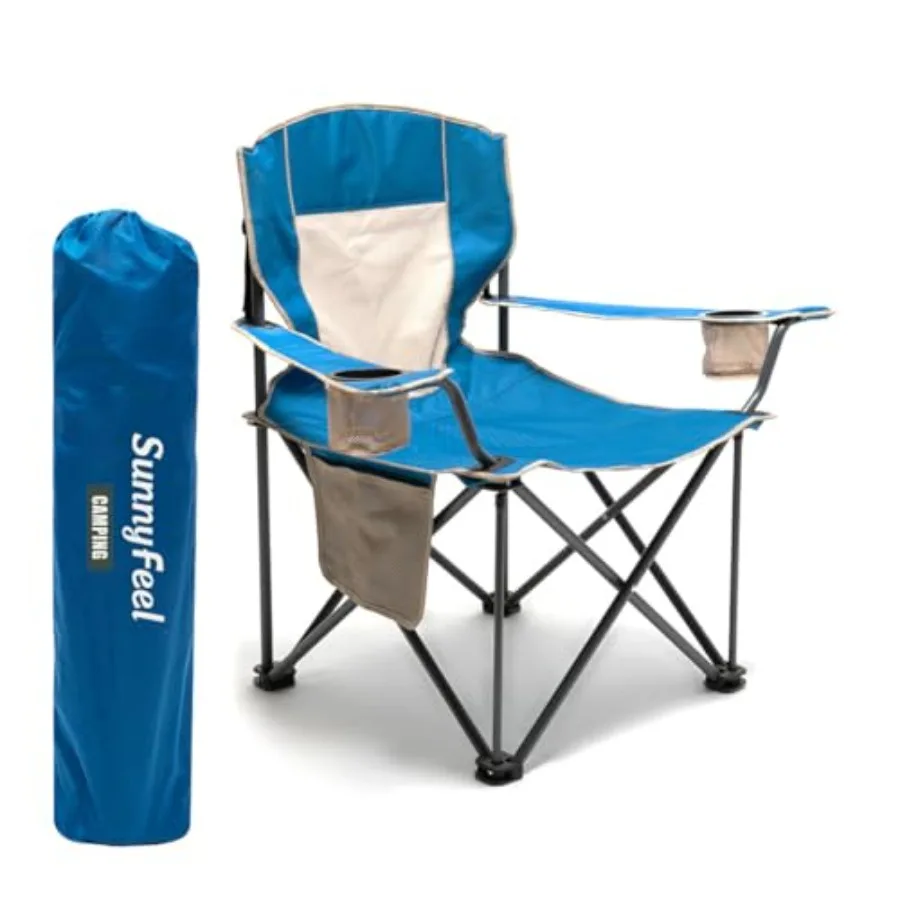 

Camping Chairs for Adults Oversized Camping Chair Heavy Duty 500LBS Portable Lawn Chair with Cup Holder Side PocketandBag for O