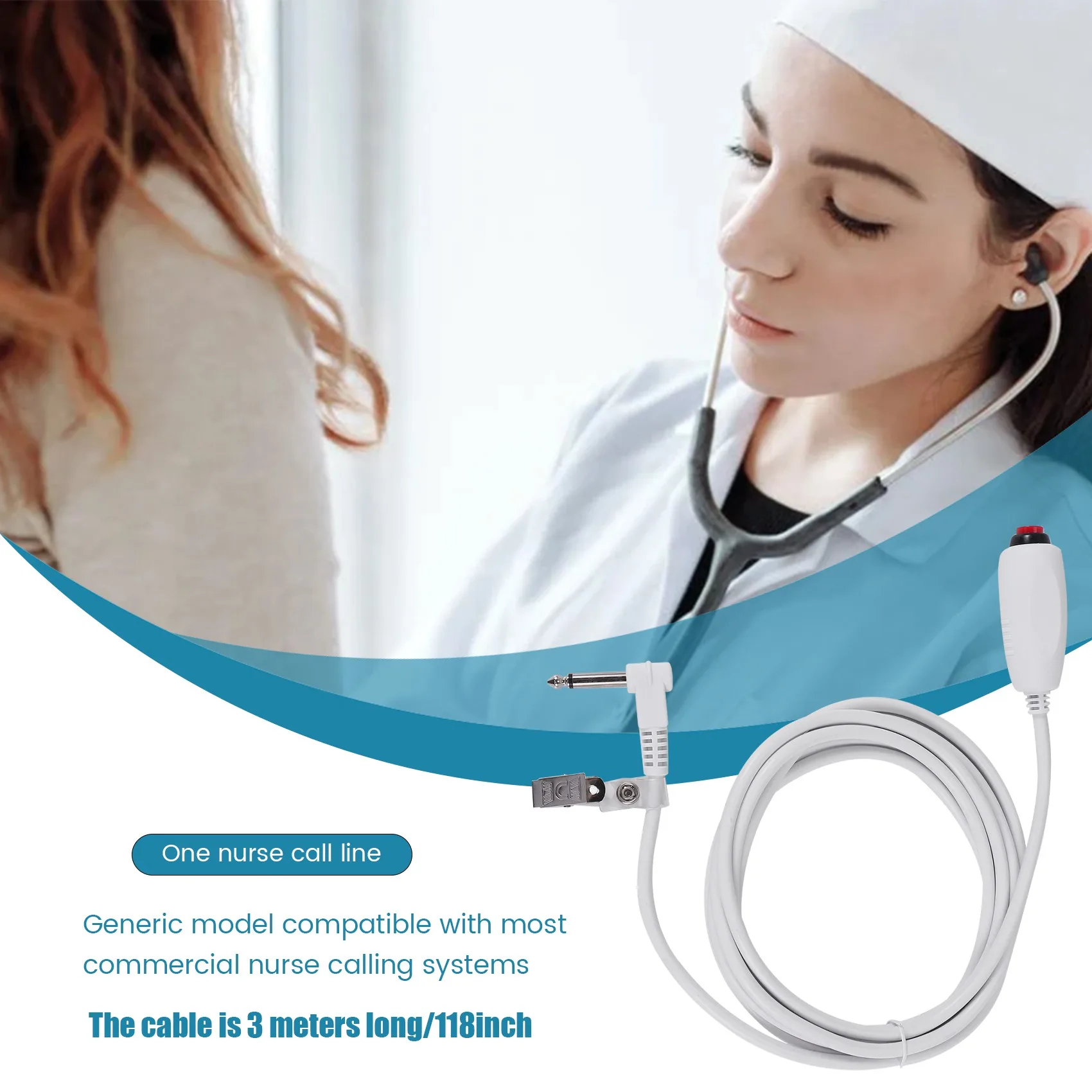 

（Limited Stock）Nurse Call Cable 6.35mm Line Nurse Call Device Emergency Call Cable with Push Button Switch