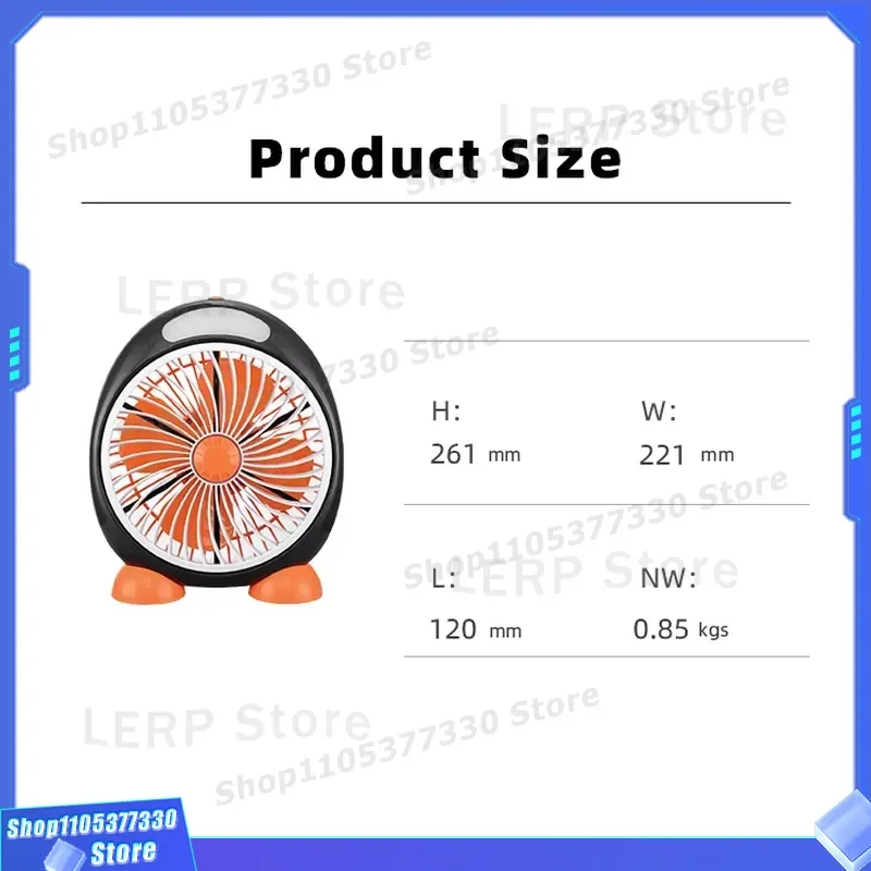 Portable Mini Table Fan 2 Speed Adjustable Desktop Cooling Fan with LED Light Small Personal Air Cooler for Home Office Desk