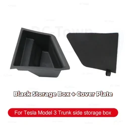 Caja de almacenamiento de maletero trasero para Tesla Model 3, organizador de espacio lateral izquierdo con cuerda de tracción, accesorios interiores de coche, 2021-2023