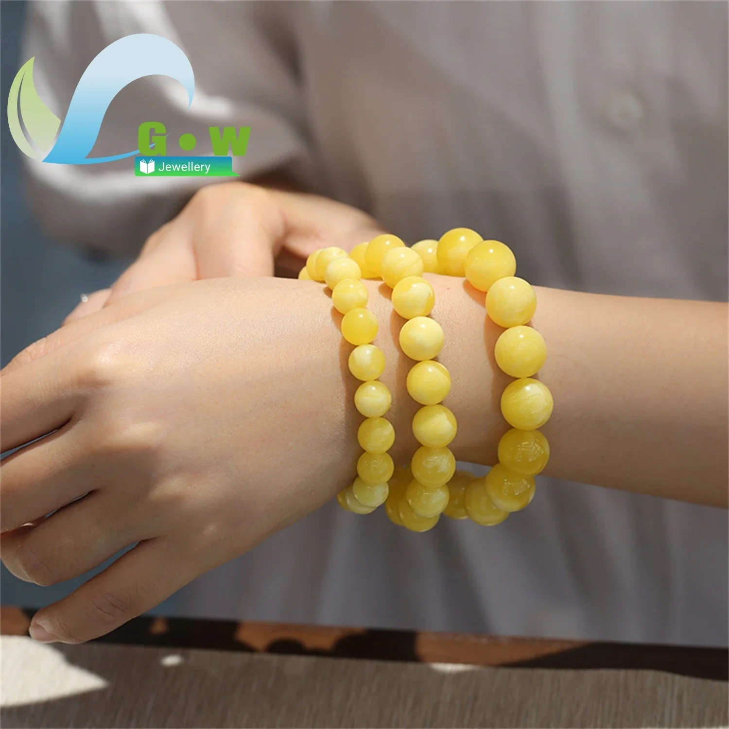 Chicken Oil Yellow Amber Bracelet Fluorescent Floating Salt Water Beads Second Generation Beeswax White Flower Honey Unisex Gift