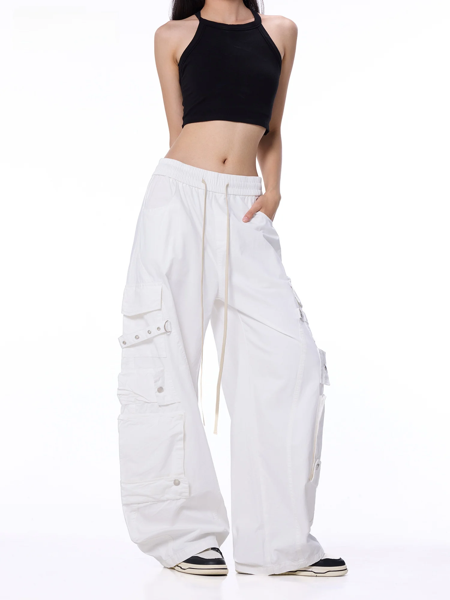 Summer Quick Dry Thin Casual Wide Leg Work Pants Women's Pear Shape American Style Super Popular Loose Fit Cotton Trousers