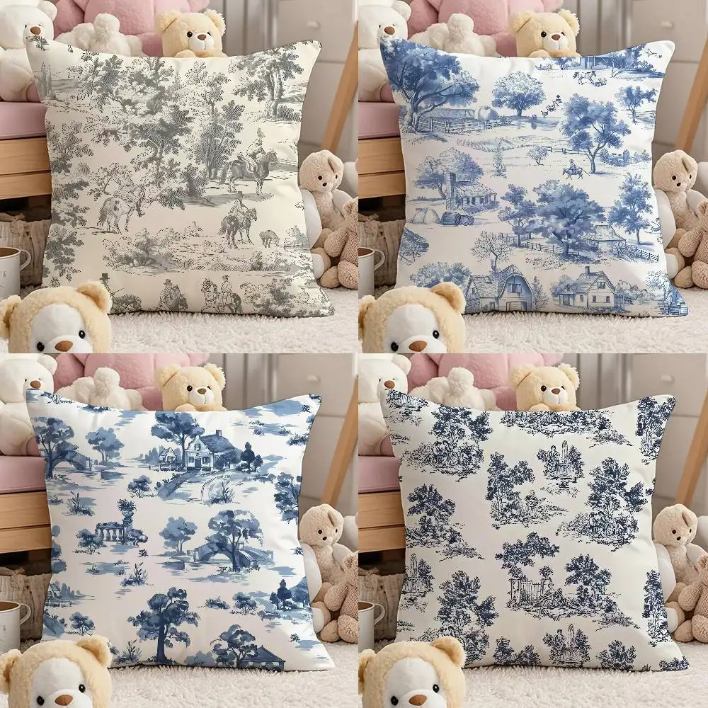 

T-Toile De J-Jou Pillow Case Comfort Sofa Bed Silky Elegant Invisible Zipper Custom Decorative Cushion Cover