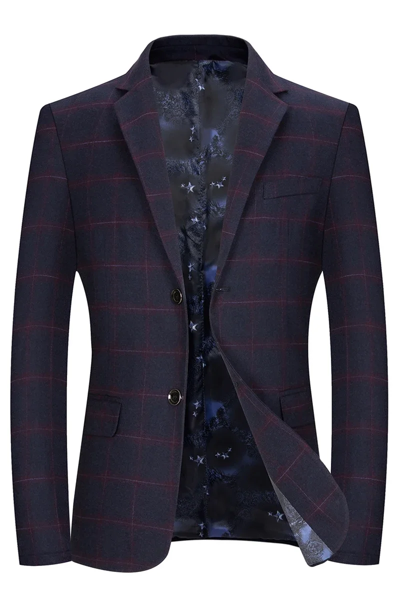 High Quality Blazer Men's Plaid British Style High-end Simple and Elegant Fashion Business Casual Gentleman's Dress Coat