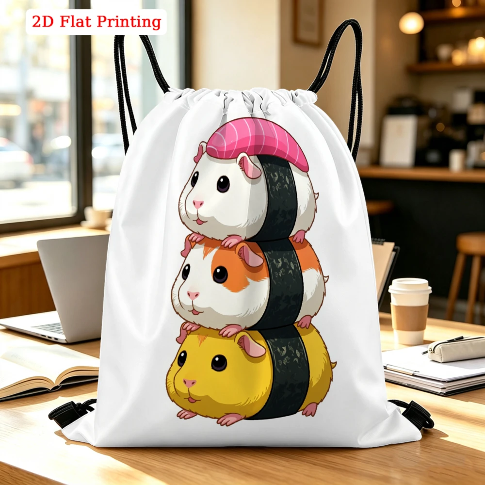 Stacked Guinea Pig Sushi Roll Drawstring Backpack, Travel Shoe Bag, Fitness Sports Backpack, Travel Outdoor Drawstring Bag