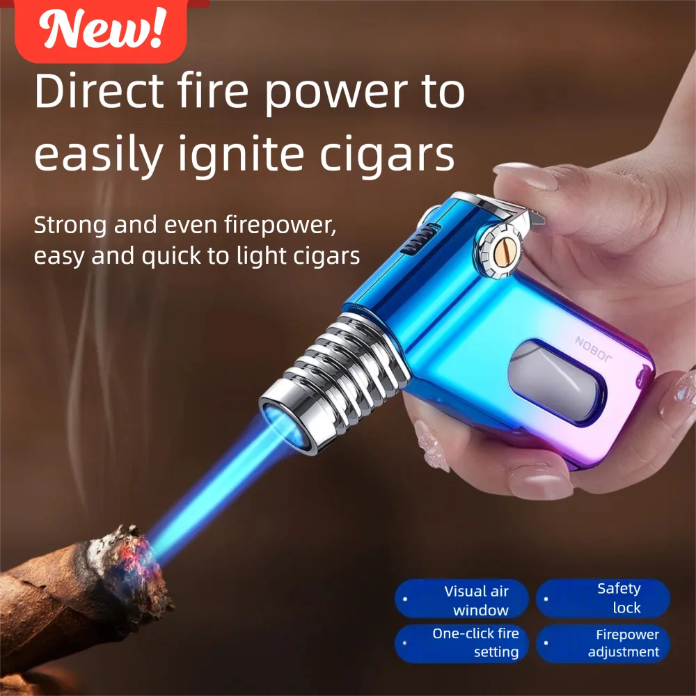 Safety lock lock, blue flame small welding gun, creative transparent air window with cigar moxibustion lighter