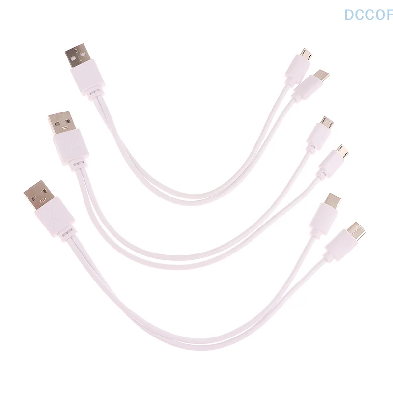 1Pc 2 in 1 USB Male to Micro USB/Type-C Splitter Data Transfer Charging Cable for for Android Smartphones Tablet Dual Micro USB
