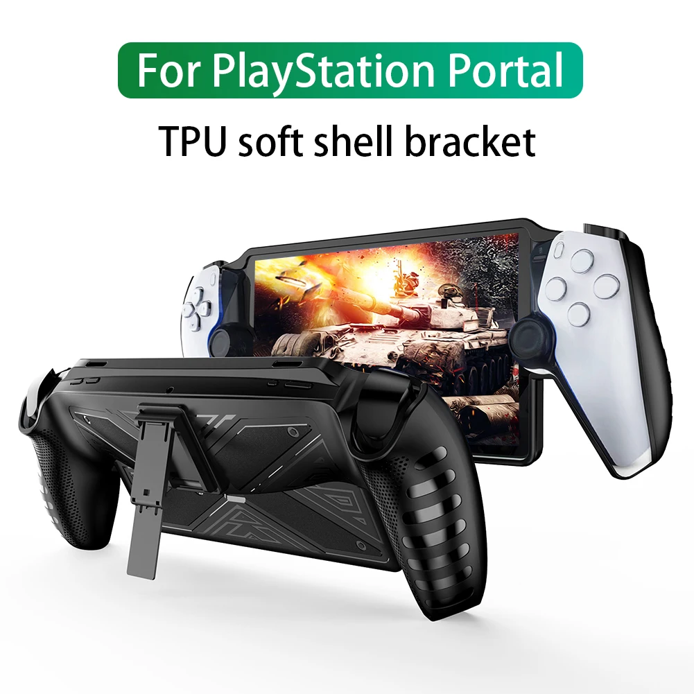 For PlayStation Portal Transparent TPU Case With Kickstand Anti-Scratch Protection Shell Cover For Sony PS Portal Game Console