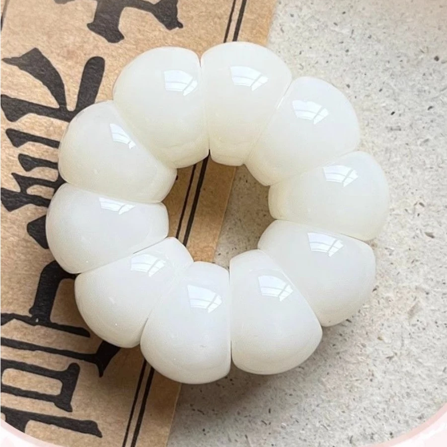 Zen Buddhist Prayer Bead Finger Ring Polished Crescent Mala Bead Band Meditation Stress Relief Spiritual Jewelry for Daily Wear