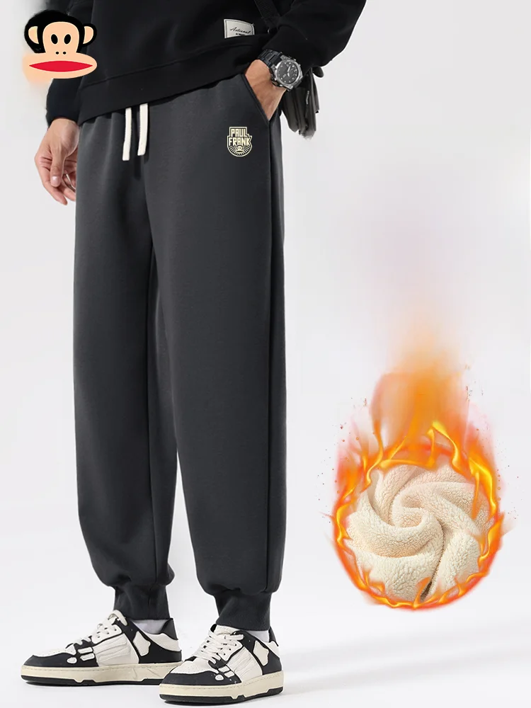 

Мужские зимние утепленные брюки с флисовой подкладкой и манжетами, теплые повседневные брюки в американском стиле, молодежные джинсы из чистого хлопка