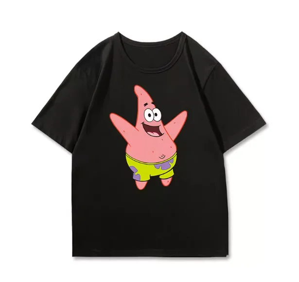 เสื้อยืดลายสปอนจ์บ็อบสแควร์แพนท์ส คอลเลคชั่นบิ๊กสตาร์คู่รัก สำหรับฤดูร้อน ผ้าฝ้ายแท้ เสื้อยืดแขนสั้นสำหรับเด็ก เสื้อผ้าฤดูร้อนสุดเทรนดี้