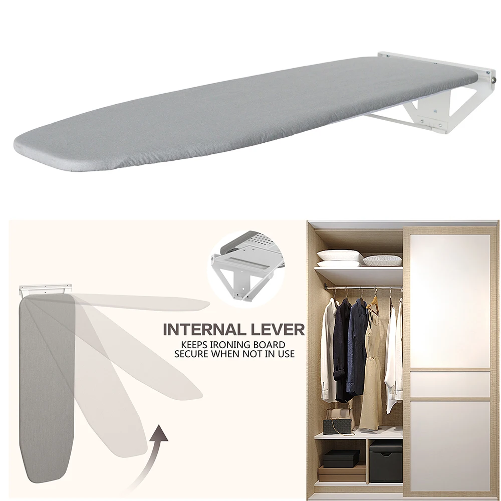 Wall Mounted Retractable Ironing Board Closet Pull-Out Stow Away In The Cabinet Ironing Board 160° Rotation Space-saving