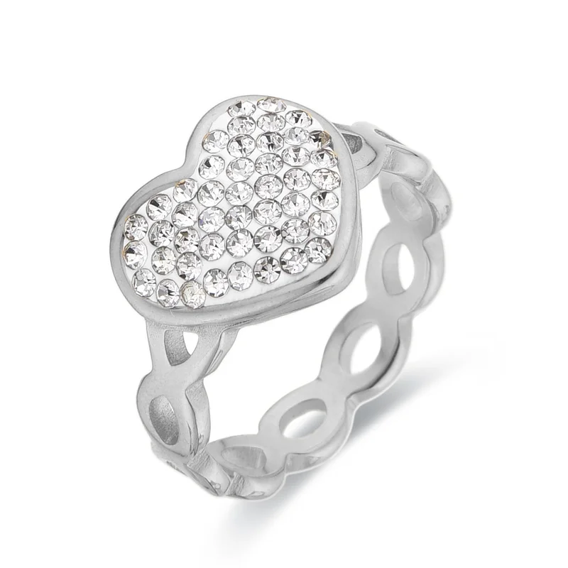 FYSARA High Quality Stainless Steel Gold Color Heart Ring with Cubic Zircon for Women Men Hollow Out Desgin Punk Styles Jewelry image 3