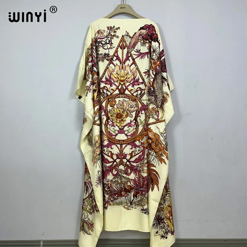 WINYI high quality beach dress Summer Print Elegant africa clothing beach outfits for women evening dress party muslim dress