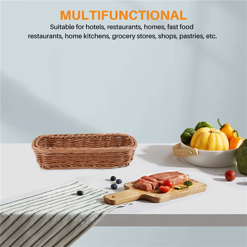 

A96K-2Pc пластиковая корзина из ротанга, корзина для столовых приборов, прямоугольная коробка для хранения столовых приборов, вилка, палочки для еды, хлеб, торт, хранение фруктов