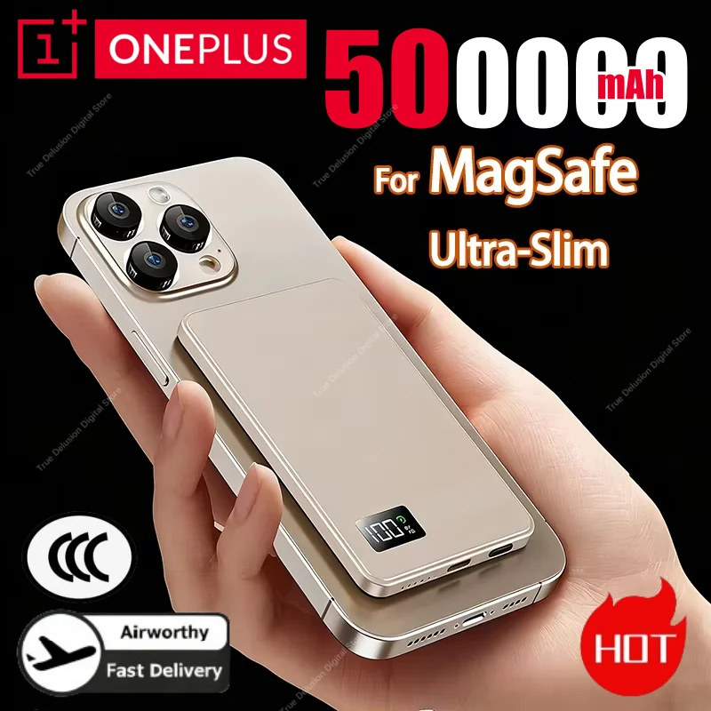 

Магнитный беспроводной внешний аккумулятор OnePlus 50000 мАч с быстрой зарядкой PD22.5W для Magsafe, для iPhone, Samsung, НОВИНКА