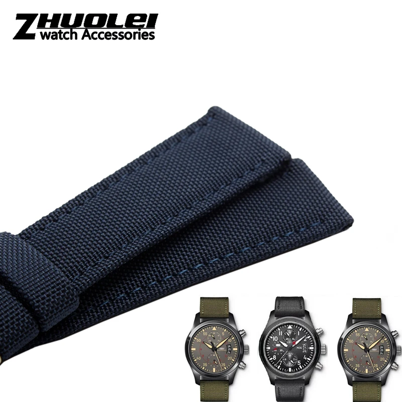 Voor SKX007 SKX009 Polsband Nylon Canvas Duurzaam Sport Gewatteerde Horloge Band Comfortabele Lederen Voering Band 18 19 20 21 22 23 24Mm