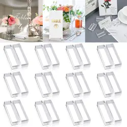 Acrylic Cards Display Stand Desktop Decoration Photos Clips Clamps Stand Sign Holder Place Card Table Numbers Holder